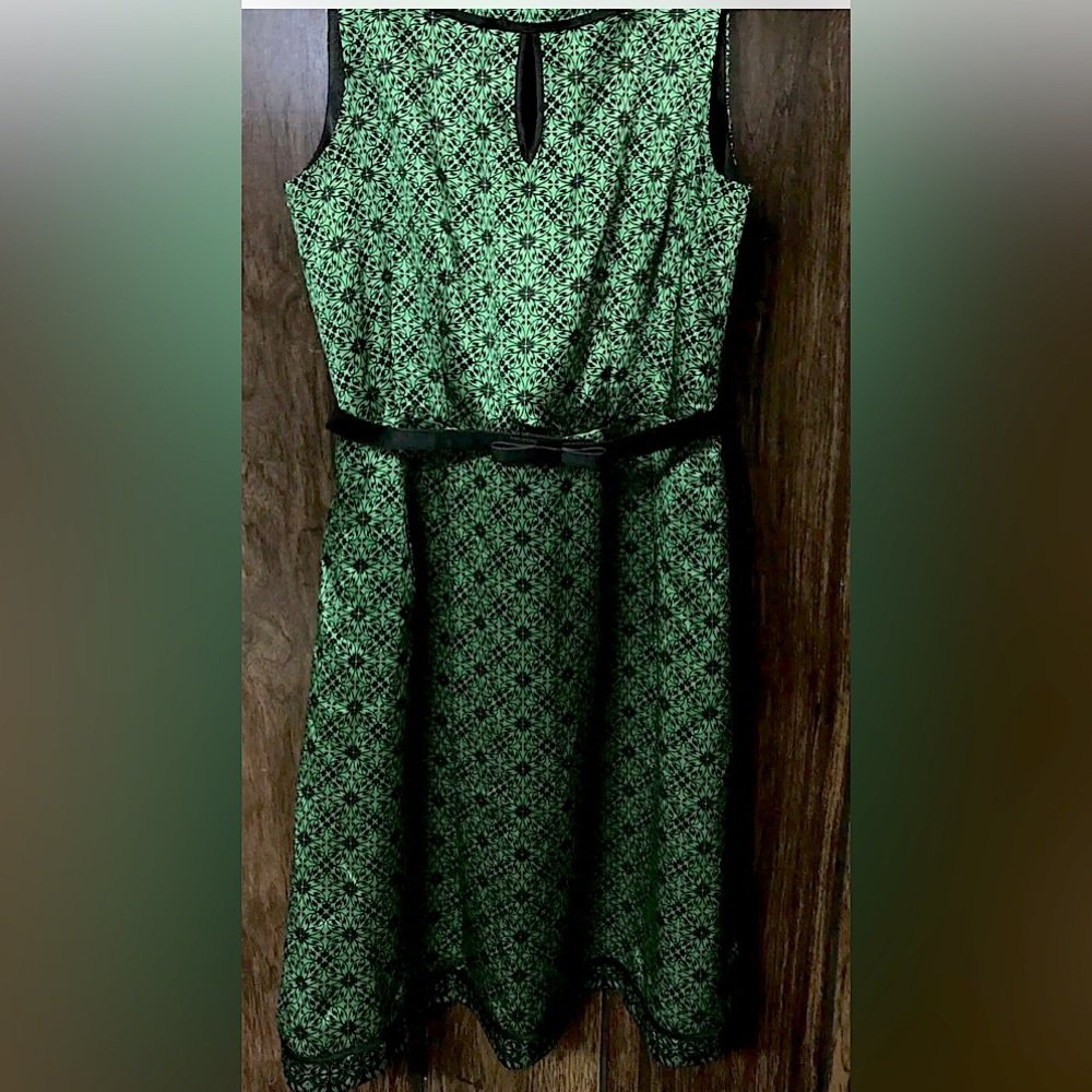 Antonio Melani Green/Black Sleeveless Size 6 Dress Preowned